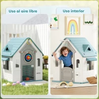 AIYAPLAY Casita Infantil Exterior e Interior 5 en 1 con Lanzamiento de Aros Baloncesto Fútbol Dardos para Niños +2 Años Beige(m-7)