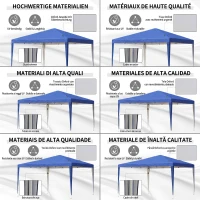 Outsunny Pavilion 3x3 m din oțel și material Oxford cu țăruși, frânghii și geantă de transport, albastru(m-4)