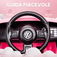 AIYAPLAY Veicolo elettrico per bambini, VW Käfer, 3-5 km/h, con telecomando e musica, Rosa(m-8)
