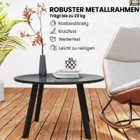 Outsunny Beistelltisch Balkontisch aus Metall Rund Kaffeetisch wetterfest Gartentisch Ø70 x 42H cm Dunkelgrau(m-5)