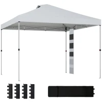 Outsunny Tonnelle de jardin 3 x 3 m pop up tente pliante protection UV50+ hauteur réglable 4 sacs de sable sac de transport Blanc(m-11)