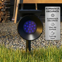 Outsunny Lampă solară pentru grădină, lampă RGB cu 2 moduri de lumină pentru grădină, curte, gazon,10,6 x 15 x 38 cm, negru(m-9)