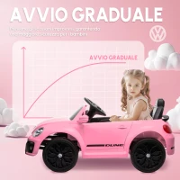 AIYAPLAY Veicolo elettrico per bambini, VW Käfer, 3-5 km/h, con telecomando e musica, Rosa(m-6)