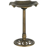 Outsunny Baño para Pájaros de Jardín Exterior 71 cm con Diseño Hoja de Loto y Acabado Envejecido Ligero y Resistente Bronce(m-10)