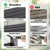 Outsunny Pat de grădină înălțat din metal pentru exterior, ideal pentru flori și legume, 241x90,5x30 cm, gri(m-5)