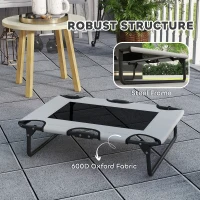 PawHut Portable Raised Dog Bed, Elevated Pet Cot with Breathable Mesh for Indoor Outdoor, for Small Medium Dogs, Light Grey(m-5)