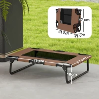 PawHut Erhöhtes Hundebett klappbar Haustierbett, Outdoor Hundeliege mit Netzdesign Kaffee Oxford 75 x 51 x 18 cm(m-3)