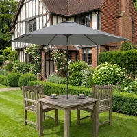 Outsunny 3 m Sonnenschirm mit Schutzhülle, Outdoor-Marktschirm mit Neigefunktion und Kurbel, Windöffnung, Grau(m-9)