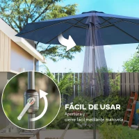 Outsunny Sombrilla de Jardín Ø295x250cm con Mecanismo de Inclinación y Poste Desmontable de Metal para Terraza Piscina Patio Azul(m-5)