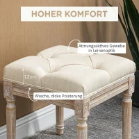 HOMCOM Repose pied salon, ottoman, siège rembourré en tissu aspect lin avec pieds en bois d'hévéa, 40 x 40 x 43 cm, beige(m-5)