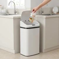 HOMCOM 48L Stainless Steel Sensor Bin - White(m-9)