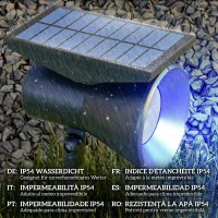Outsunny Lampă solară pentru grădină, lampă RGB cu 2 moduri de lumină pentru grădină, curte, gazon,10,6 x 15 x 38 cm, negru(m-7)