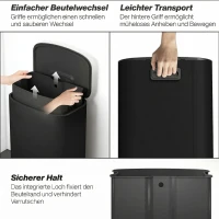 HOMCOM Poubelle cuisine 50L, poubelle à pédale, seau intérieur amovible, couvercle à fermeture douce, 45,1x36,5x62,6cm, noir(m-7)