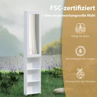 HOMCOM Faltbar Bügelbrettschrank mit Tür internen Regalen Spiegel Platzsparend Bügeltisch für Wäschepflege 106x35x174 cm Weiß(m-8)