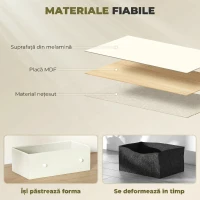 HOMCOM Comodă cu 4 Sertare Pliabile și Mânere Duble, din Lemn, Oțel și Material Textil, 58x30x91 cm, Alb și Gri(m-5)