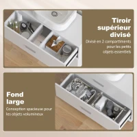 HOMCOM Meuble sous lavabo, meuble de salle de bain avec 2 tiroirs, style moderne, 80 x 30 x 60 cm, blanc(m-6)