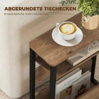 HOMCOM Table d'appoint table de chevet avec étagère à deux niveaux coins arrondis 46l x 18P x 58,5H cm noyer(m-6)