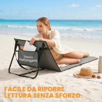 Outsunny Set 2 Sdraio da Spiaggia Pieghevoli e Regolabili con Tasca, in Acciaio e Poliestere, 142x51x40 cm, Grigio(m-7)
