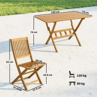 Outsunny Set de Luat Masa pentru Grădină 5 Piese, Masă și 4 Scaune Rabatabile(m-3)