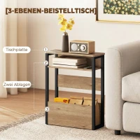HOMCOM Table d'appoint table de chevet avec étagère à deux niveaux coins arrondis 46l x 18P x 58,5H cm noyer(m-5)