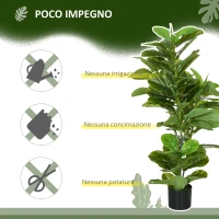 HOMCOM Ficus artificiale, con 90 foglie e vaso per soggiorno, 110 cm, Verde(m-5)