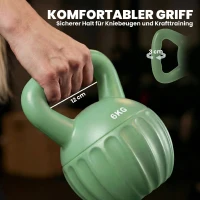 SPORTNOW Kettlebell Kugelhantel 6 kg Gewicht-Hantel mit Sand befüllt für Anfänger Zuhause Krafttraining 17 x 17 x 23 cm Grün(m-6)