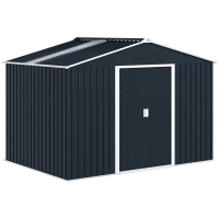 Outsunny Cobertizo de Jardín 4,9 m² 277x195x192 cm con 2 Puertas Corredizas Base Refuerzo (Suelo NO Incluido) Gris Oscuro