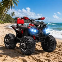 HOMCOM Quad per Bambini Elettrico 12V con Fari e Batteria Ricaricabile, Età 3-5 Anni, 100x65x73cm, Rosso(m-16)
