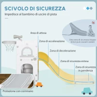 AIYAPLAY Scivolo per Bambini 5 in 1 con Canestro da Basket Telescopio Scaletta e Cesto Inferiore per Interni Bianco e Grigio(m-4)