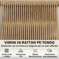 Outsunny Set Giardino 5 Pezzi, Rattan Componibile L con Cuscini, 192x126x60 cm, Colore Cachi(m-7)