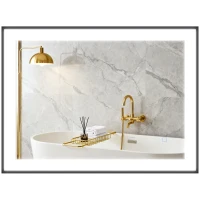 HOMCOM Espejo de Baño con Luz LED 80x60 cm con 3 Colores de Luz Función Antivaho Función de Memoria IP44 Horizontal/Vertical(m-10)