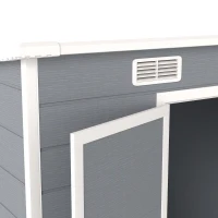 Outsunny Casetta da Giardino in Resina con Pavimento, 2 Porte con Blocco, Finestra, 2.4 x 1.3 m, Grigio(m-10)