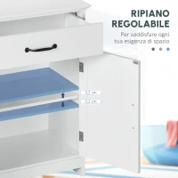 kleankin Mobile Salle de Bain, Armadio Salle de Bain in Piedi con Doppia Porta, Cassetto e Ripiano Regolabile, 60x30x75cm, Bianco(m-5)
