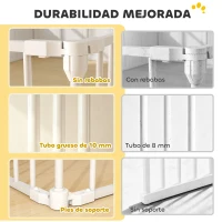 PawHut Barrera para Perros Plegable Valla para Mascotas de 6 Paneles Puerta con Cierre Doble para Escalera Pasillo Blanco(m-5)