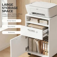 HOMCOM Filing Cabinet, Mobile File Cabinet with 2 Lockable Drawers, Office Home Organiser on Wheels for A4, Letter-Size File Folders, Mobile Printer with Open Shelf, White(m-4)