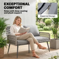 Outsunny Rattan Garden Furniture Set, 4 Piece Outdoor Patio Furniture with Tempered Glass Table and Chairs, Indoor Balcony Conservatory Set(m-5)