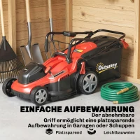 Outsunny Elektro Rasenmäher 800 W mit 40 cm Schnittbreite 45L Fangkorb Akkuanzeige Überlastschutz 7 Schnitthöhen(m-8)