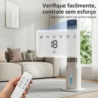 HOMCOM Climatizador Evaporativo de Torre 3 em 1 com Depósito de 9 L Oscilação 48° 3 Velocidades 3 Modos Temporizador Branco(m-8)