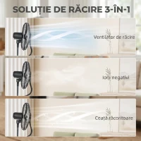HOMCOM Ventilator de Podea 3 în 1 Oscilant cu Nebulizator de Apă, Telecomandă și Timer 9h, 45x38x130 cm, Negru(m-4)