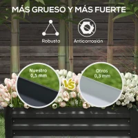 Outsunny Juego de 2 Jardineras Exterior Grandes de Acero Galvanizado Huertos Urbanos para Terraza Jardín 100x50x30 cm Negro(m-6)