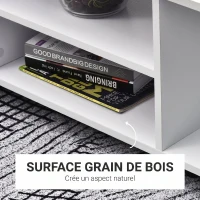 HOMCOM Meuble TV avec roulettes pivotantes, banc TV en bois avec étagères, support télé pour télévision jusqu'à 42 pouces, style contemporain pour salon chambre et bureau, 80 x 40 x 40 cm, blanc(m-5)