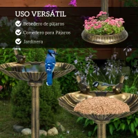 Outsunny Baño para Pájaros de Jardín Exterior 81 cm con Diseño de Concha y Acabado Envejecido Ligero y Resistente Bronce(m-4)