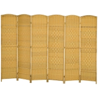 HOMCOM Paravent, cloison pliante 6 panneaux, motif tressé, pin, bois naturel