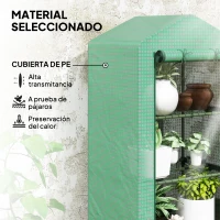 Outsunny Invernadero de Jardín de 3 Niveles Puerta Enrollable Marco de Metal Cubierta de PE Anti-UV 69x49x125 cm Verde(m-4)