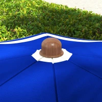 Outsunny Sombrilla de Playa con Flecos Ø190x210 cm con Protección UV40+ Antiviento Impermeable Bolsa de Transporte Azul y Blanco(m-8)