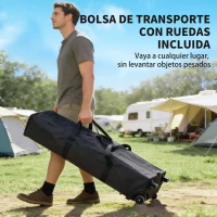 Outsunny Carpa Plegable 6x3 m Pop-up Altura Ajustable 3 Niveles UPF50+ Bloqueo Central Sacos de Arena Bolsa con Ruedas Plateado(m-8)
