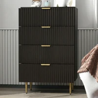 HOMCOM Kommode 4 Schubladen, Schlafzimmerkommode, modernes Aufbewahrungsmöbel mit Griffen und goldenen Füßen, Maße 60 x 40 x 96 cm, schwarz(m-5)