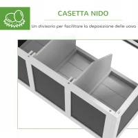 PawHut Pollaio in Legno per 2-4 Galline con 2 Nidi per la Cova, Tetto Apribile e Vassoio Estraibile, Grigio Scuro(m-6)