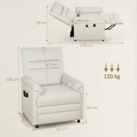 HOMCOM Fauteuil relax électrique massant et chauffant, fauteuil inclinable, repose-pieds, moteur silencieux, 82x99x106cm, crème(m-3)