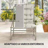 Outsunny Conjunto de Jardín de 3 Piezas con 2 Sillas Lounge Mesa de Café y Cojines para Exterior Patio Balcón Gris Claro(m-5)